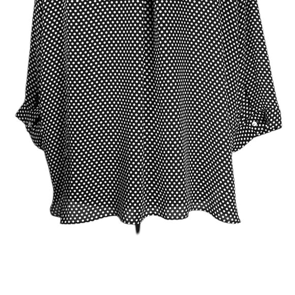 Rose + Olive Women's Shirt Button Up Black White Polka Dot Pleated Blouse Top 3X - Picture 8 of 9